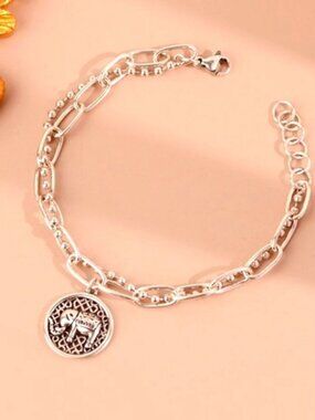 Unique Elephant Dangle Bracelet | 925 Sterling Silver‎ Rhodium